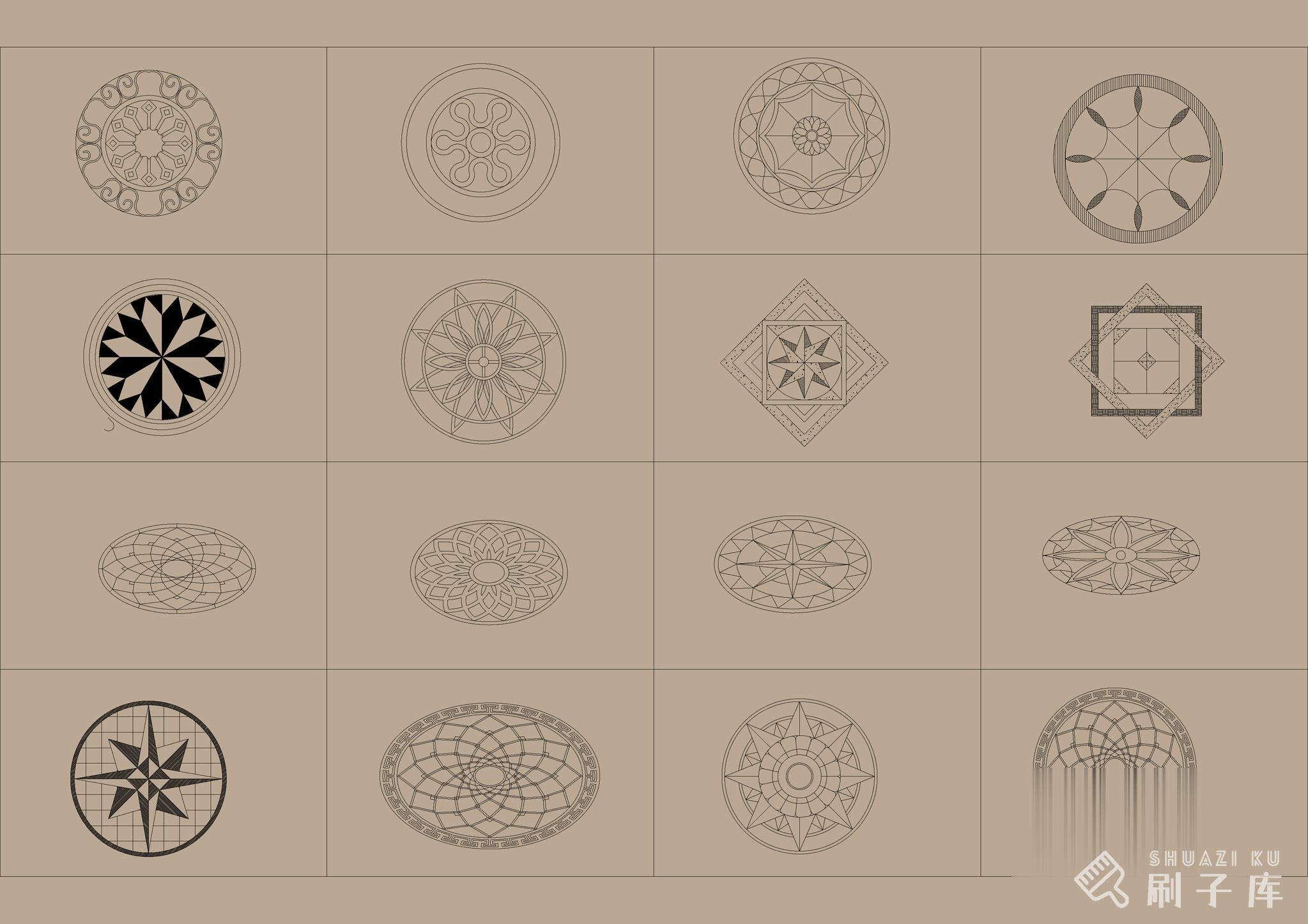 图片[2]-地面拼花图案CAD模块合集350款-刷子库