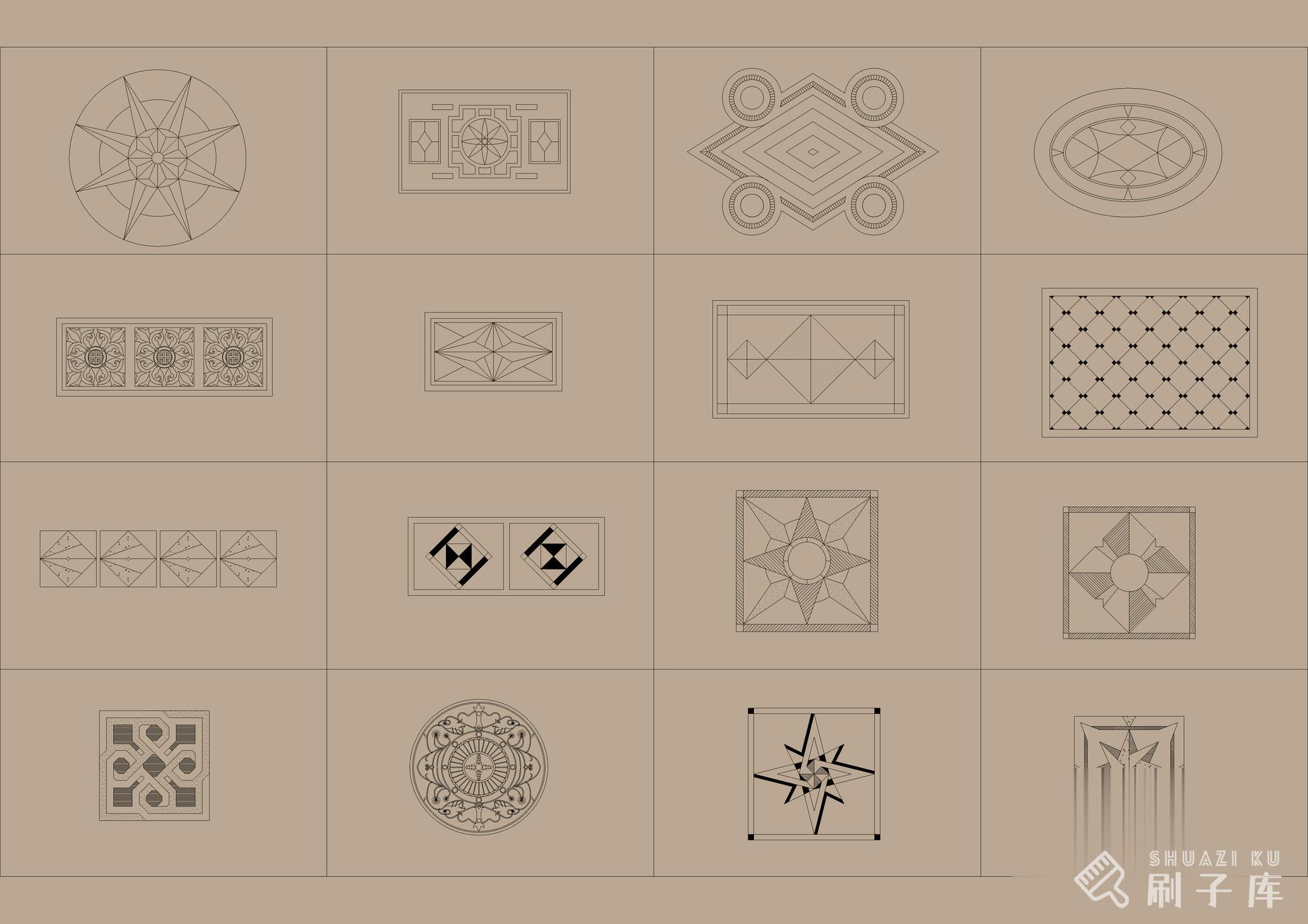 图片[4]-地面拼花图案CAD模块合集350款-刷子库
