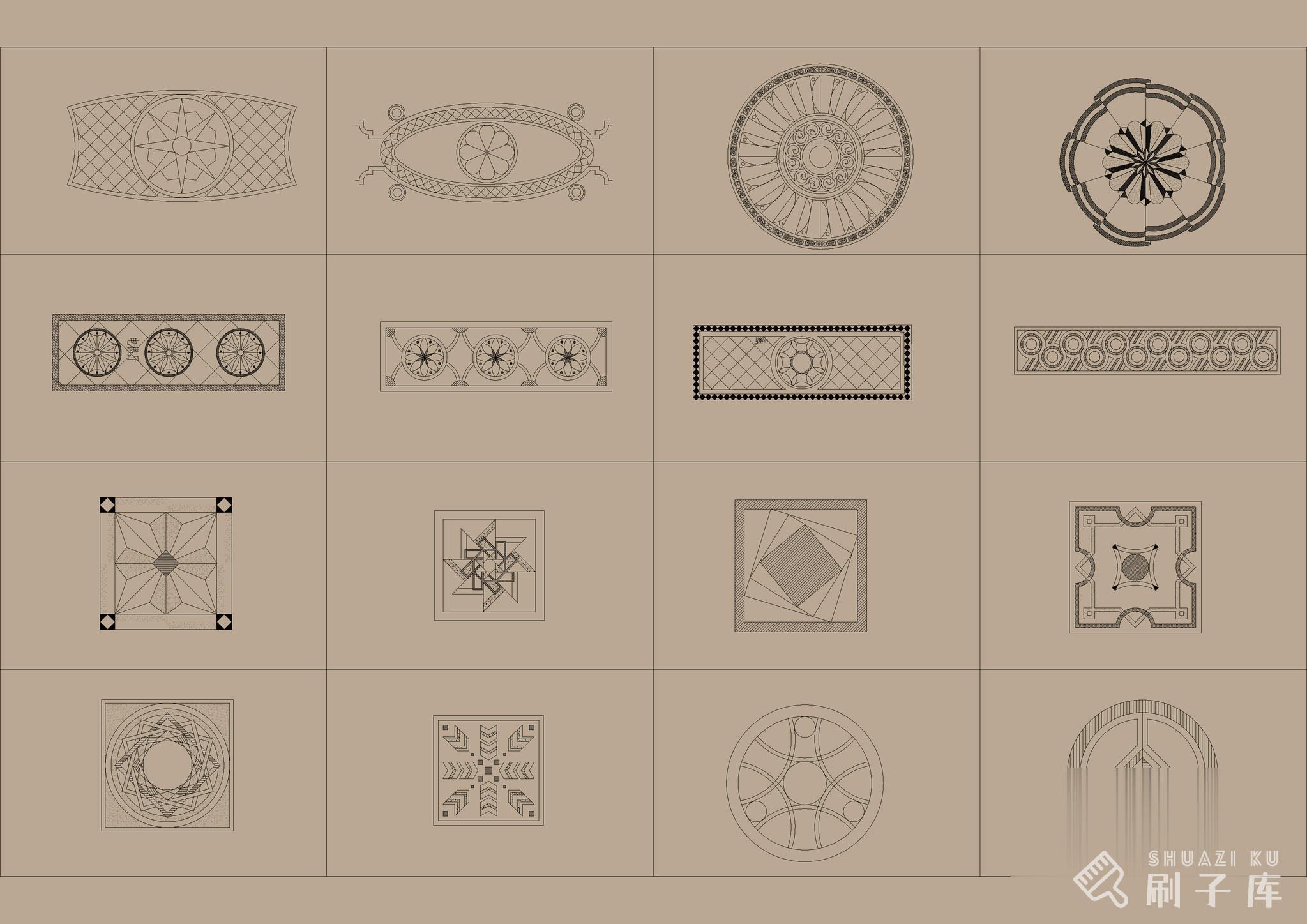 图片[5]-地面拼花图案CAD模块合集350款-刷子库