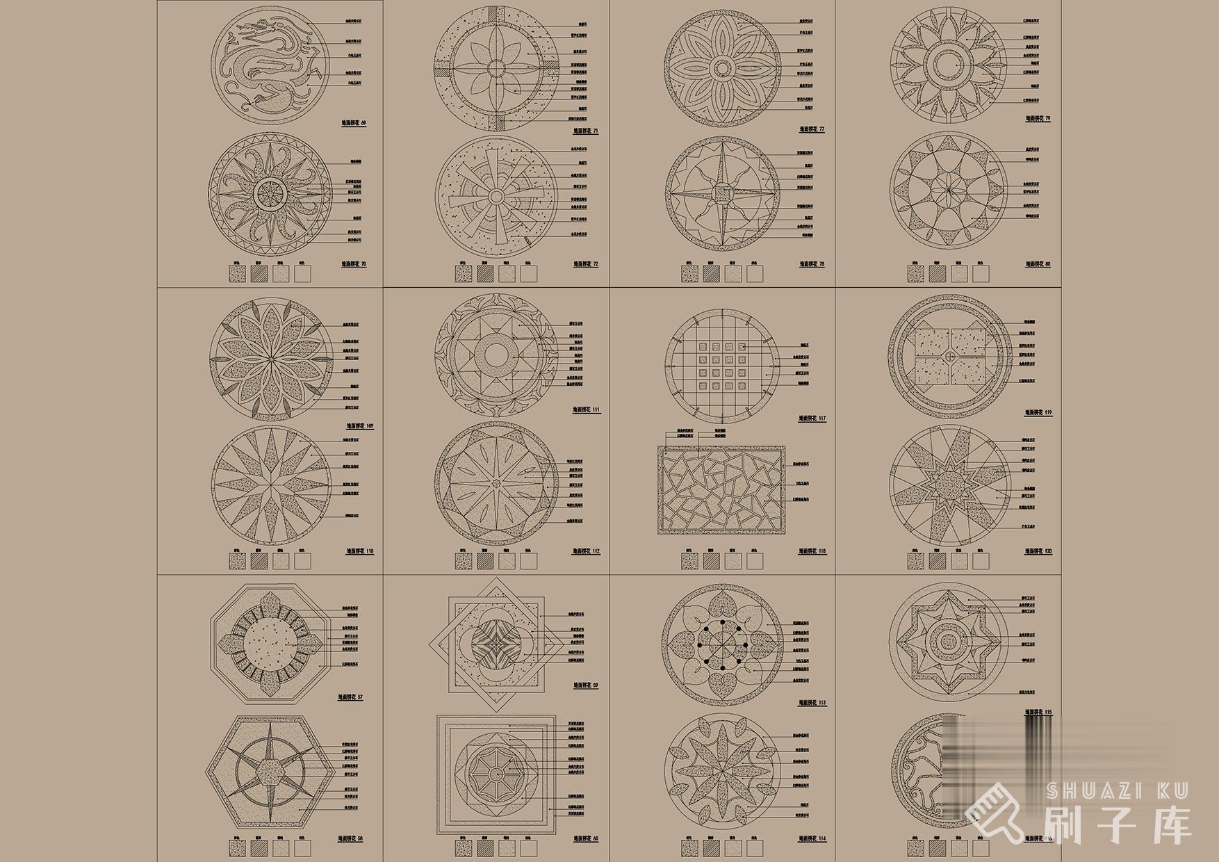 图片[6]-地面拼花图案CAD模块合集350款-刷子库