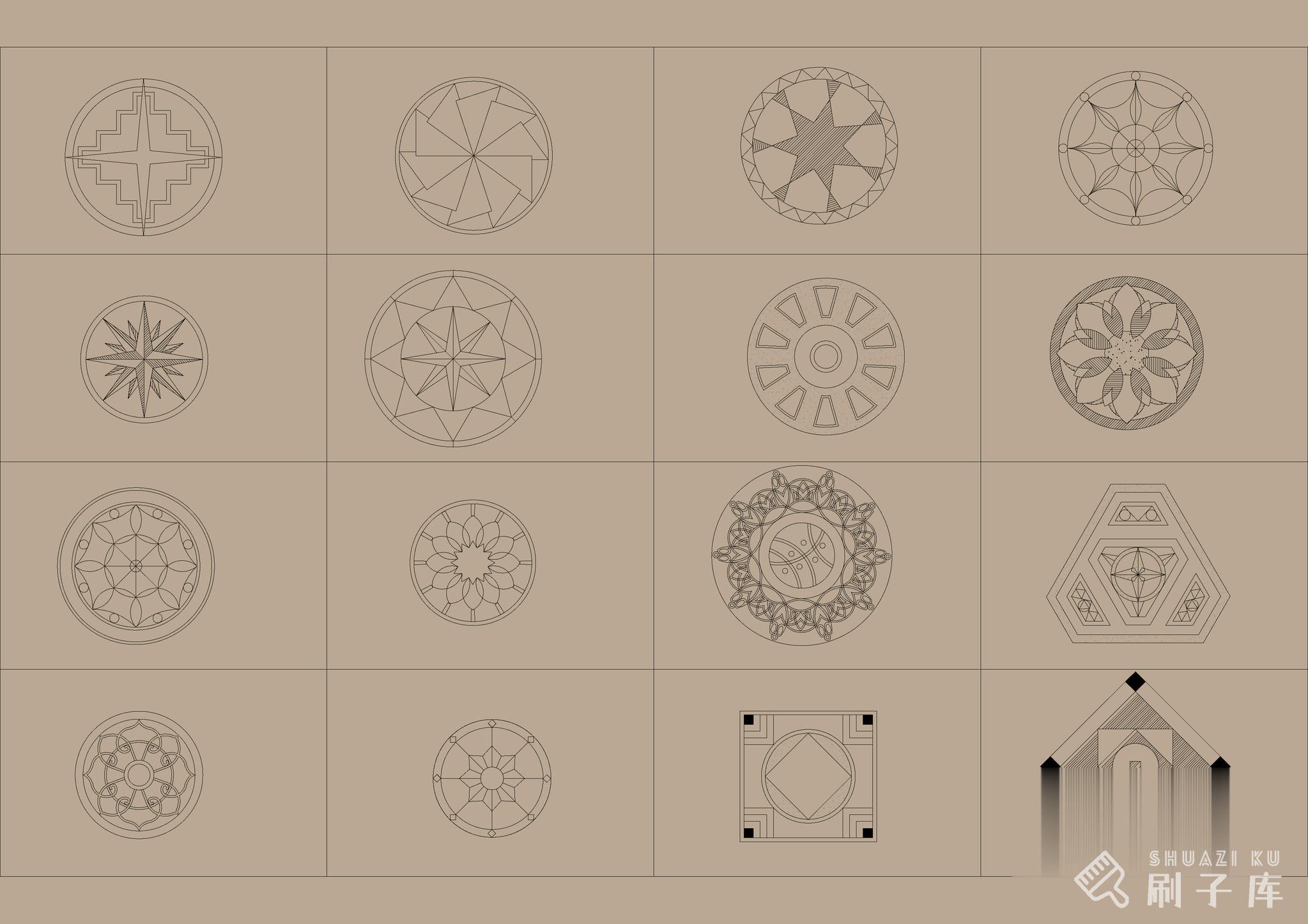 图片[7]-地面拼花图案CAD模块合集350款-刷子库