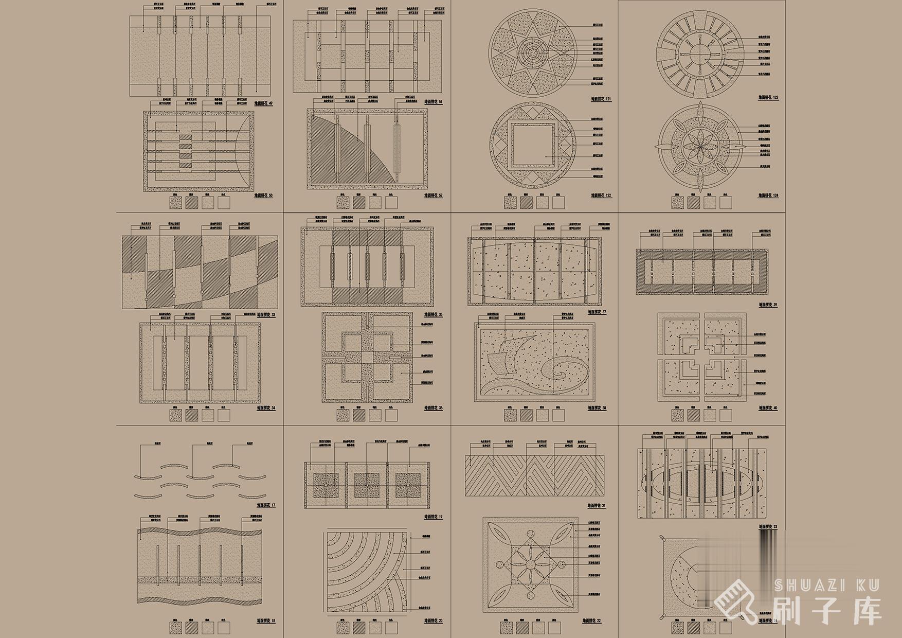 图片[8]-地面拼花图案CAD模块合集350款-刷子库