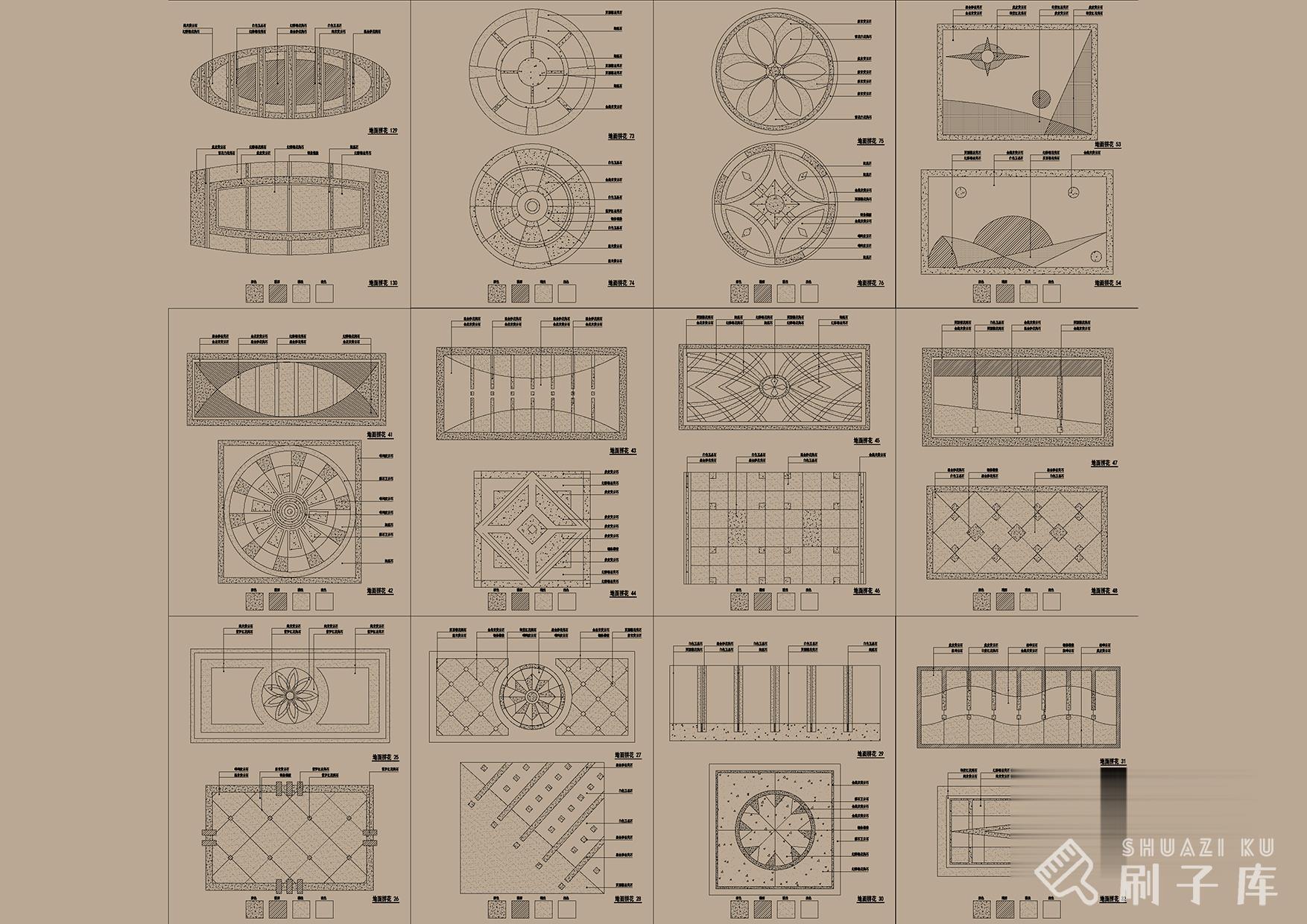 图片[10]-地面拼花图案CAD模块合集350款-刷子库