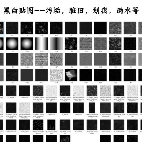 黑白贴图 - 划痕，脏旧，雨水等-刷子库