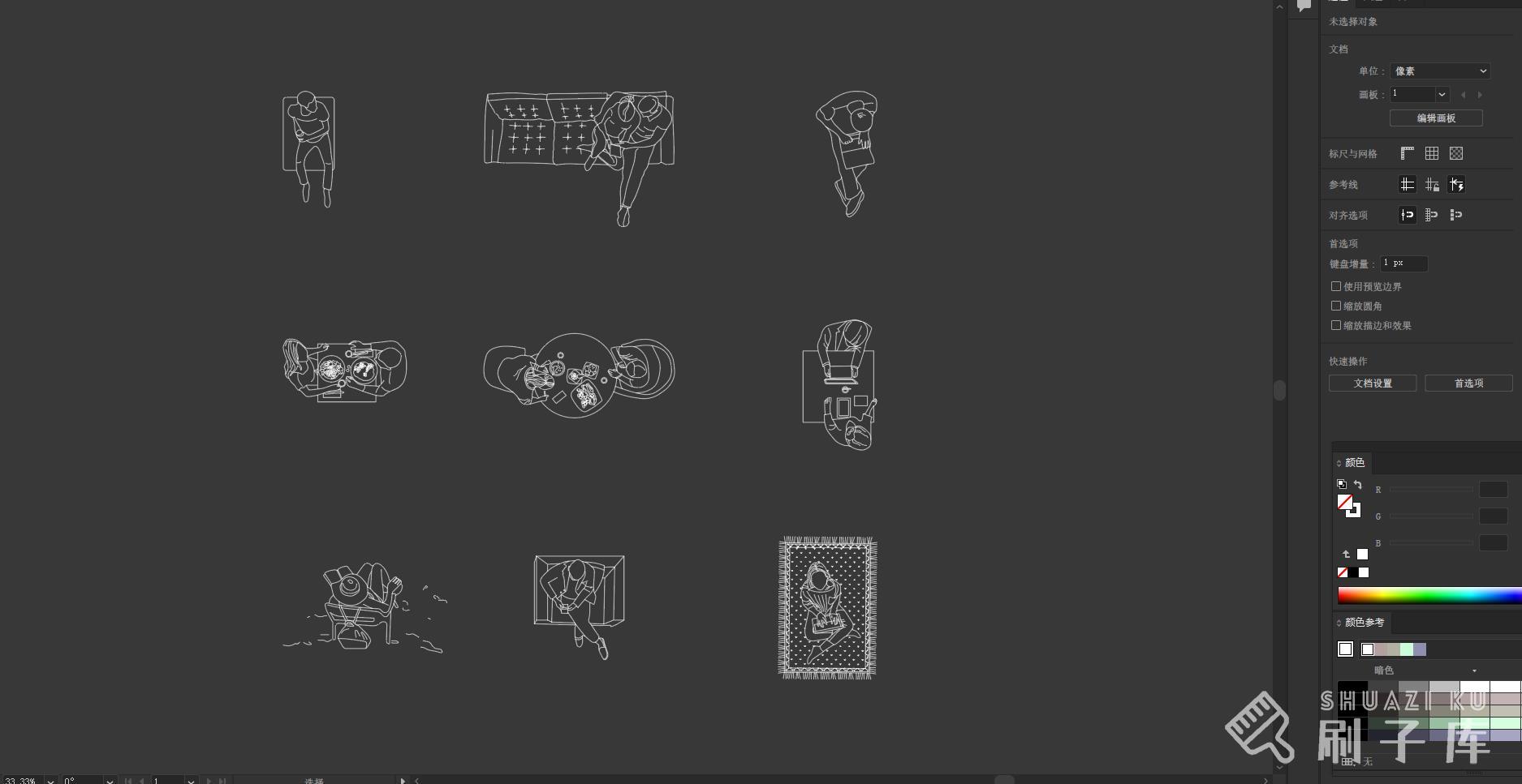 18组顶视图人物素材合集，AI+JPG+PSD+CAD-1