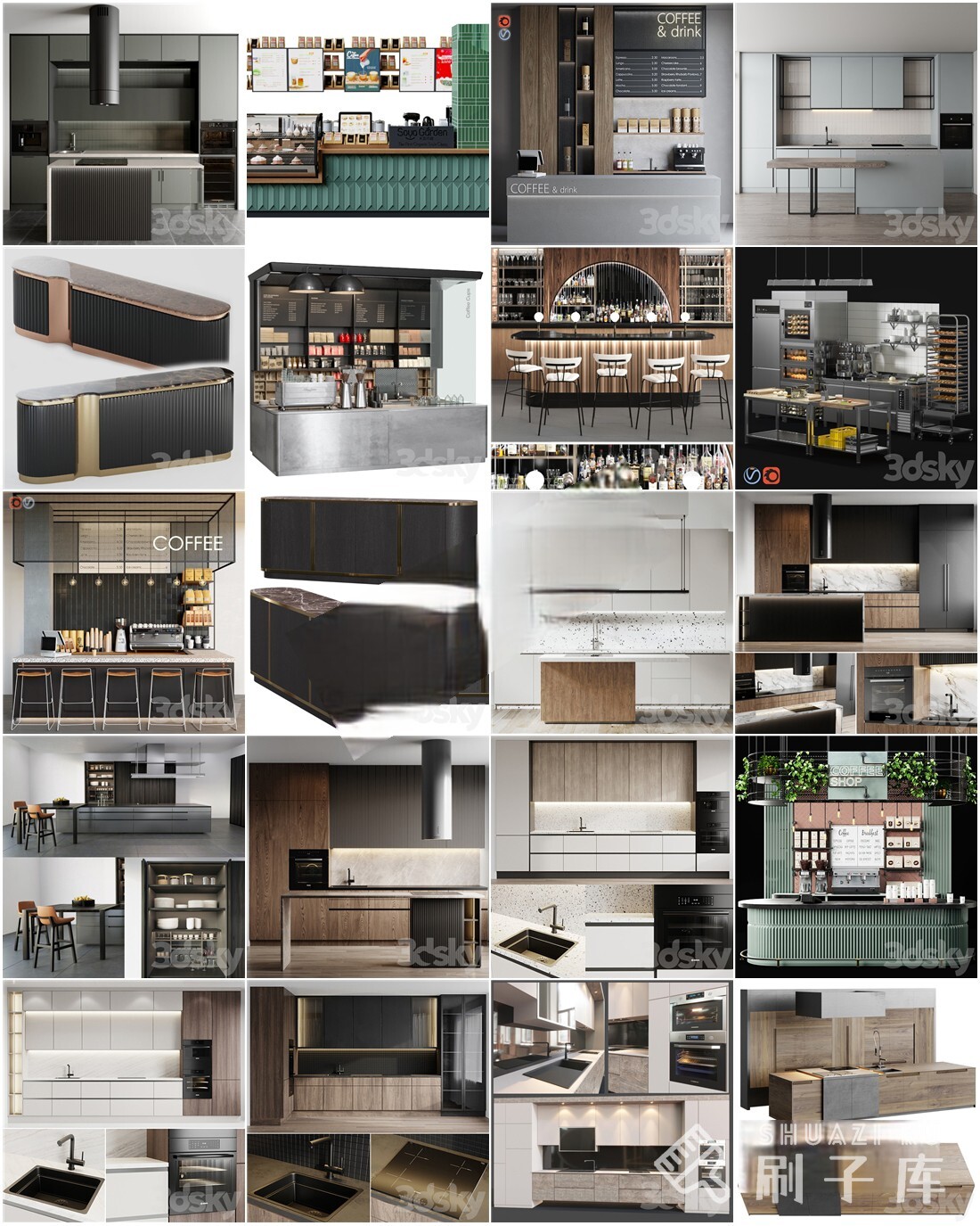 图片[3]-3DSKY模型餐厅厨房设备电器橱柜-刷子库