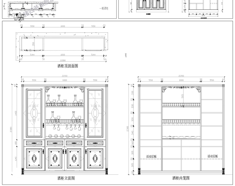 图片[33]-家装衣柜酒橱柜子榻榻米书柜鞋柜家具CAD图库平立面施工图纸设计-刷子库