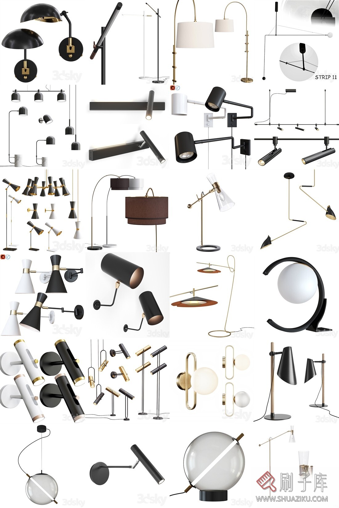 图片[1]-140个3DSKY壁灯台灯装饰灯模型-刷子库