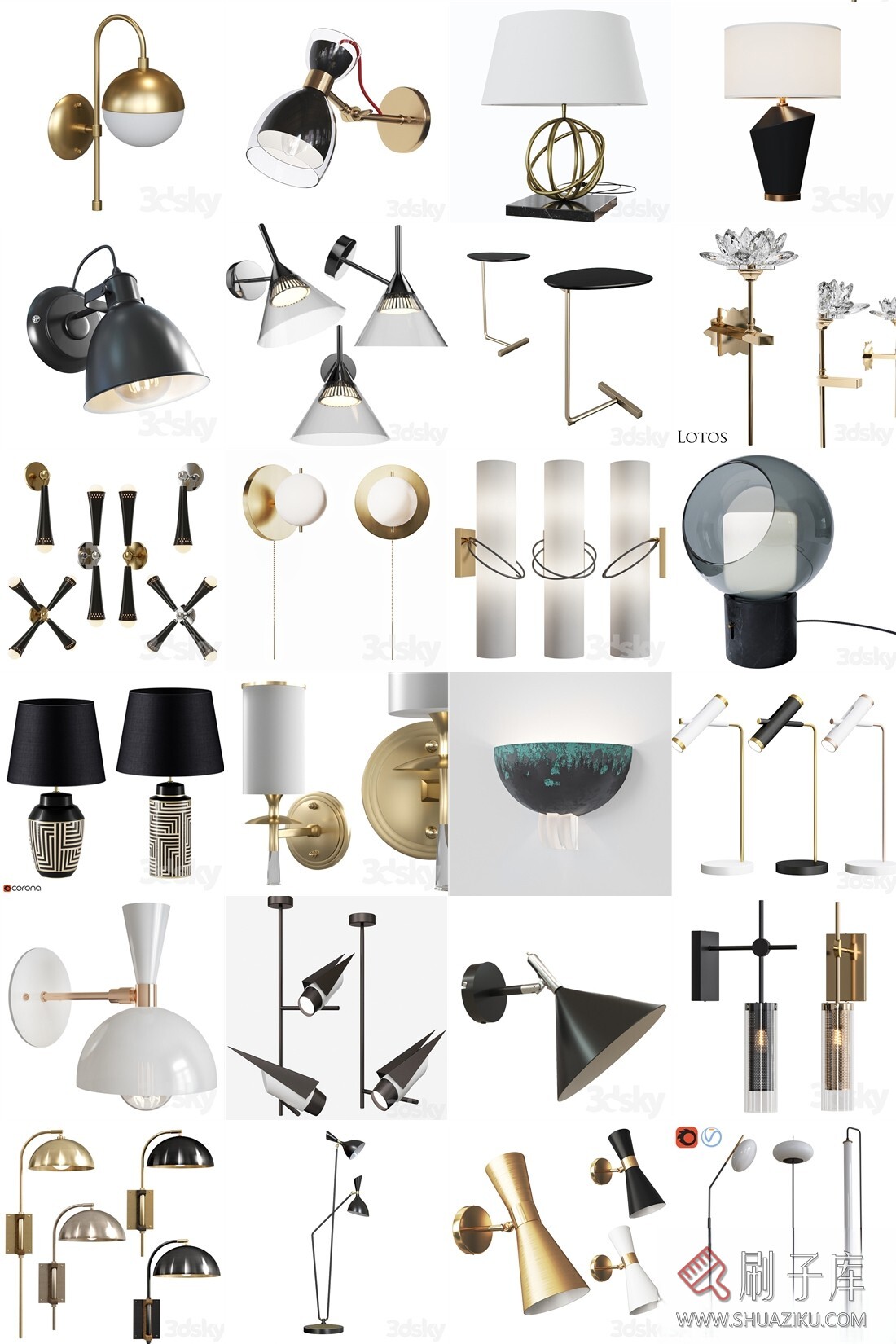 图片[2]-140个3DSKY壁灯台灯装饰灯模型-刷子库