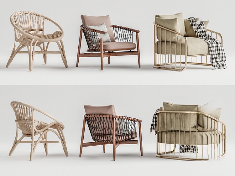 图片[8]-现代北欧沙发SU模型库客厅多人椅子双人异形单人单体沙发草图大师-刷子库