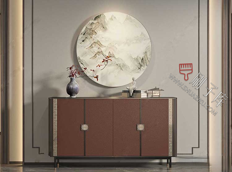 图片[18]-草图大师现代简约轻奢侘寂玄关柜边柜装饰柜端景台挂画摆件SU模型-刷子库