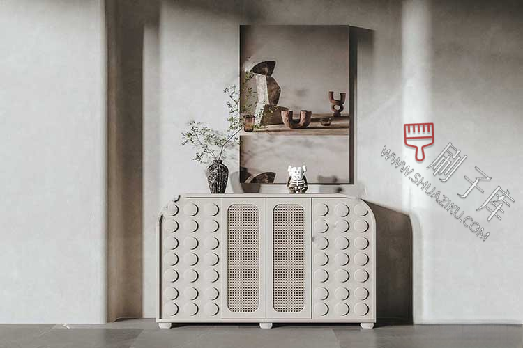 图片[23]-草图大师现代简约轻奢侘寂玄关柜边柜装饰柜端景台挂画摆件SU模型-刷子库