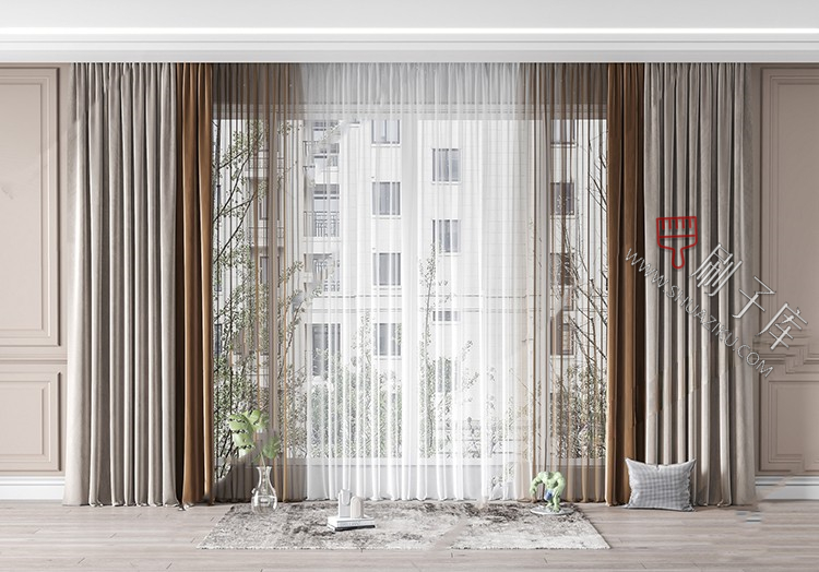 图片[2]-软装窗帘纱帘帷幔遮光拉帘SU模型草图大师-刷子库