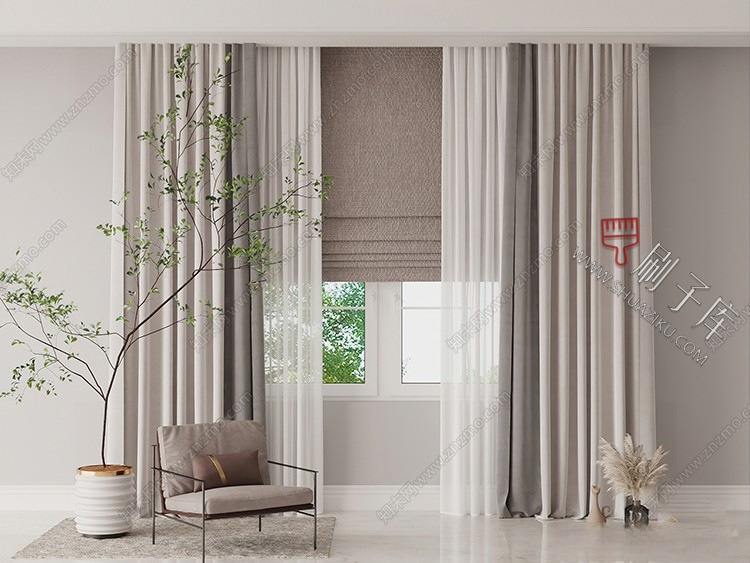 图片[7]-软装窗帘纱帘帷幔遮光拉帘SU模型草图大师-刷子库