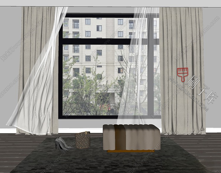图片[10]-软装窗帘纱帘帷幔遮光拉帘SU模型草图大师-刷子库