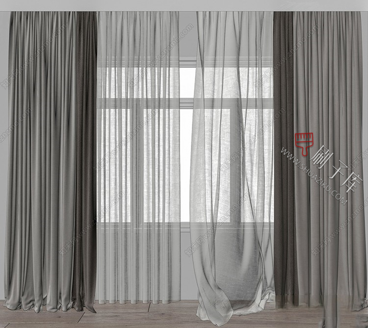 图片[12]-软装窗帘纱帘帷幔遮光拉帘SU模型草图大师-刷子库