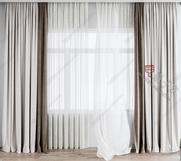 图片[11]-软装窗帘纱帘帷幔遮光拉帘SU模型草图大师-刷子库