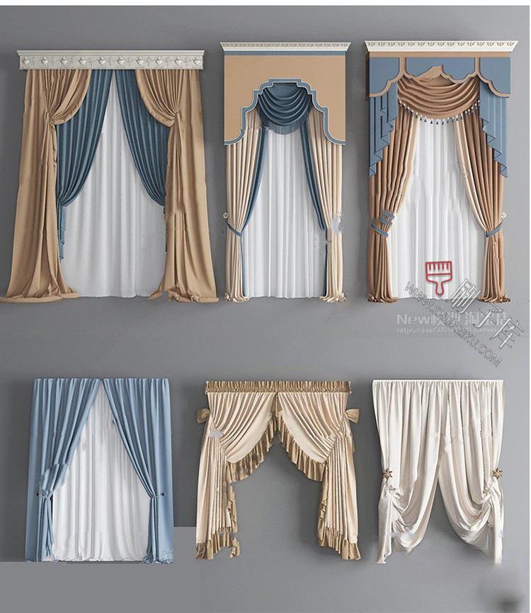 图片[17]-软装窗帘纱帘帷幔遮光拉帘SU模型草图大师-刷子库