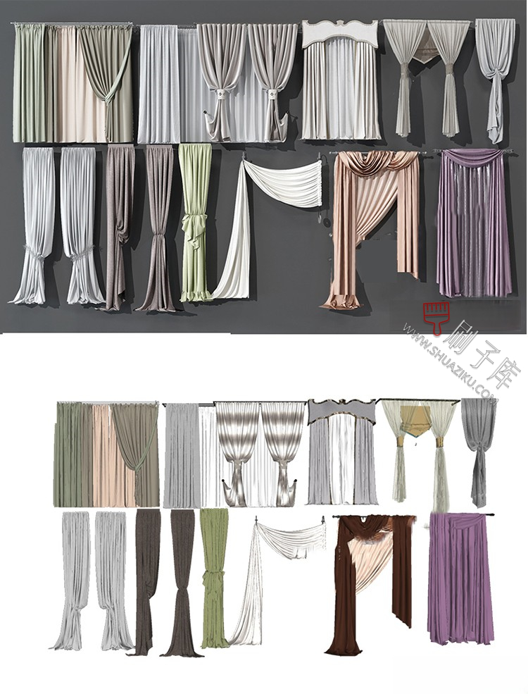 图片[20]-软装窗帘纱帘帷幔遮光拉帘SU模型草图大师-刷子库