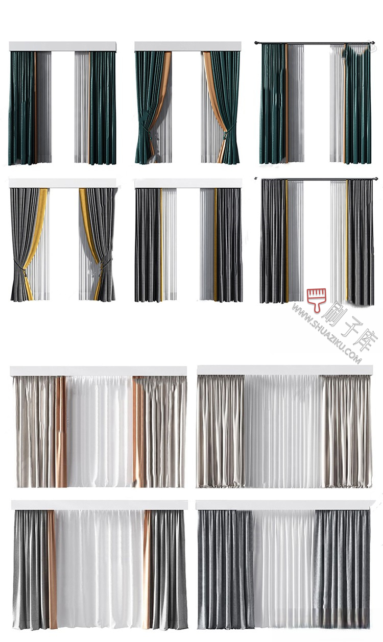 图片[22]-软装窗帘纱帘帷幔遮光拉帘SU模型草图大师-刷子库