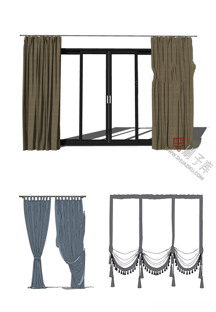 图片[25]-软装窗帘纱帘帷幔遮光拉帘SU模型草图大师-刷子库