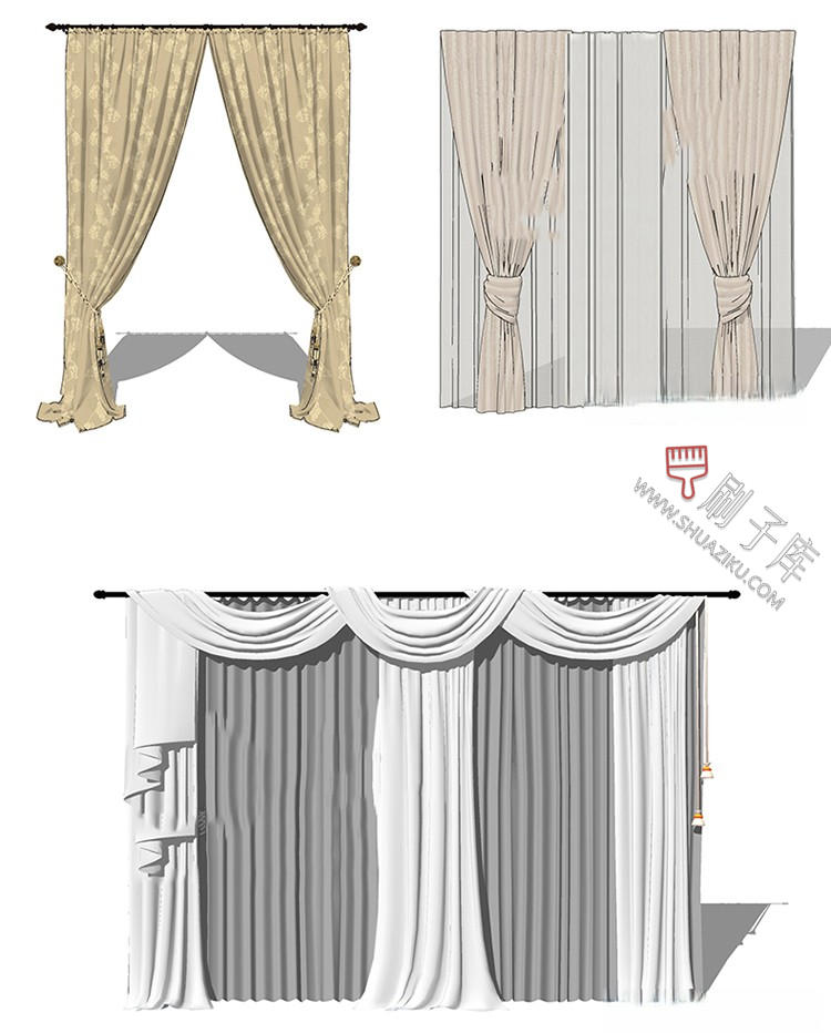 图片[26]-软装窗帘纱帘帷幔遮光拉帘SU模型草图大师-刷子库