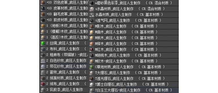 疯狂人生金该文洋马良Corona渲染器材质库CR贴图球预设参数mat-2