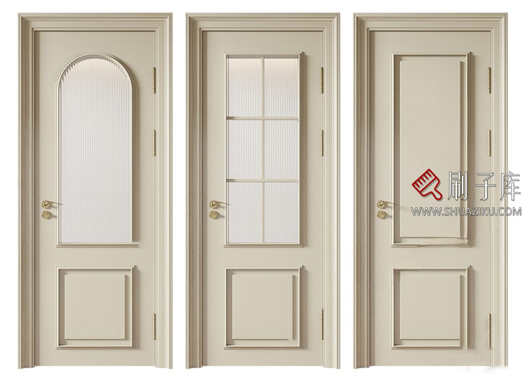 图片[8]-室内卧室单开双开实木玻璃推拉门SU模型防盗门木门草图大师谷仓门-刷子库