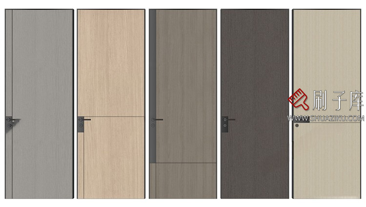 图片[6]-室内卧室单开双开实木玻璃推拉门SU模型防盗门木门草图大师谷仓门-刷子库