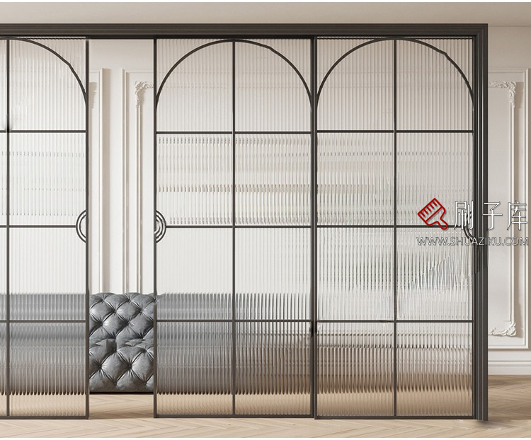 图片[21]-室内卧室单开双开实木玻璃推拉门SU模型防盗门木门草图大师谷仓门-刷子库