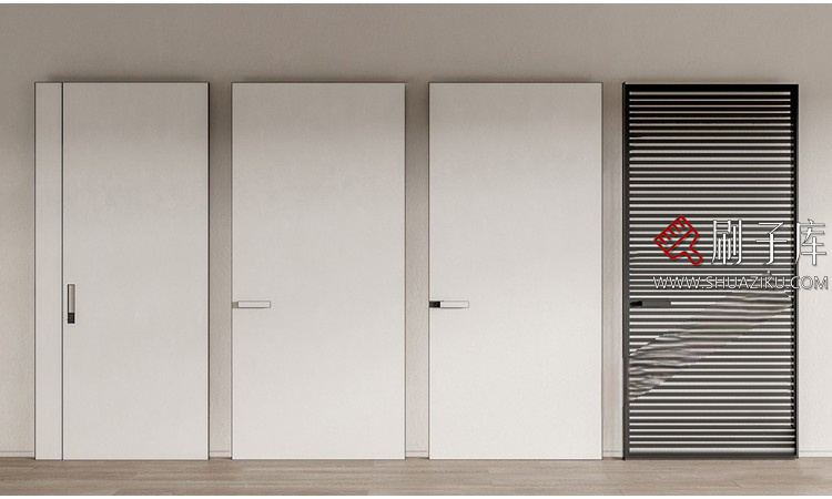 图片[27]-室内卧室单开双开实木玻璃推拉门SU模型防盗门木门草图大师谷仓门-刷子库