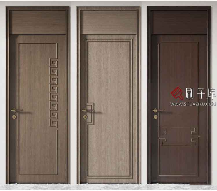 图片[28]-室内卧室单开双开实木玻璃推拉门SU模型防盗门木门草图大师谷仓门-刷子库
