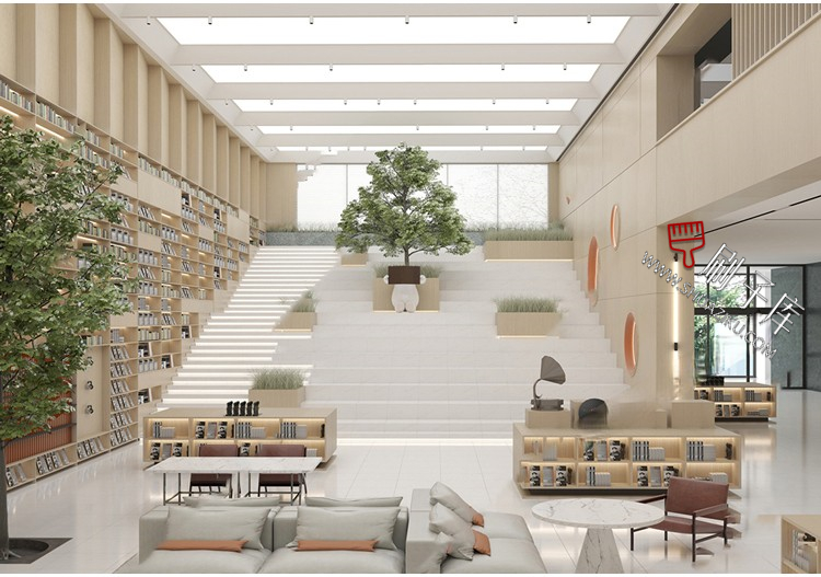 图片[2]-书吧SU模型工业风书咖图书馆室内设计草图大师书店CAD施工图素材-刷子库