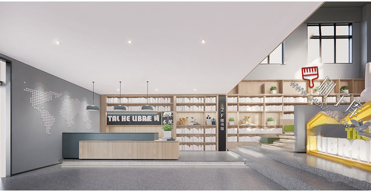 图片[6]-书吧SU模型工业风书咖图书馆室内设计草图大师书店CAD施工图素材-刷子库