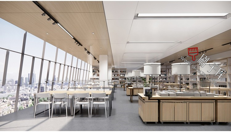 图片[9]-书吧SU模型工业风书咖图书馆室内设计草图大师书店CAD施工图素材-刷子库