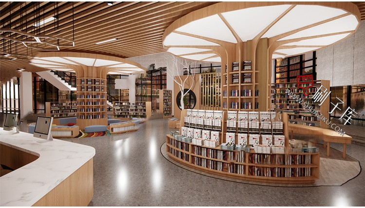 图片[35]-书吧SU模型工业风书咖图书馆室内设计草图大师书店CAD施工图素材-刷子库