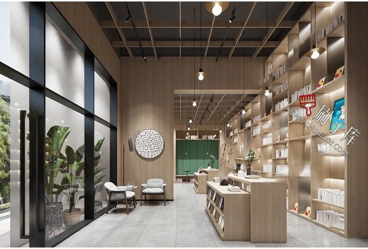 图片[40]-书吧SU模型工业风书咖图书馆室内设计草图大师书店CAD施工图素材-刷子库