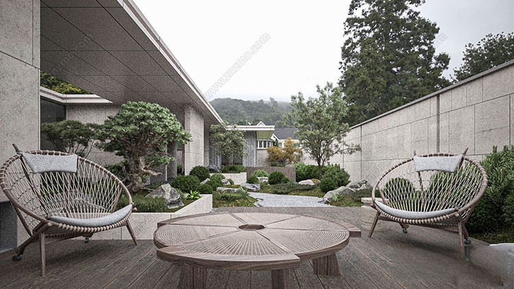 图片[3]-新中式日式欧式别墅室外庭院露台屋顶花园空中会所景观SU模型素材-刷子库