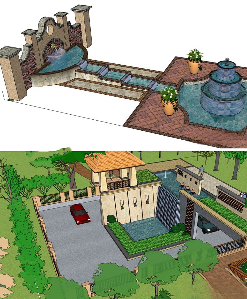 图片[14]-新中式日式欧式别墅室外庭院露台屋顶花园空中会所景观SU模型素材-刷子库