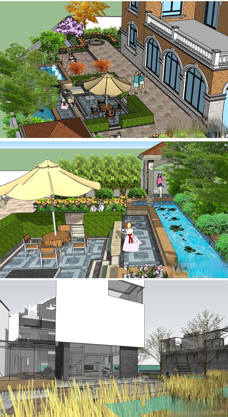 图片[20]-新中式日式欧式别墅室外庭院露台屋顶花园空中会所景观SU模型素材-刷子库