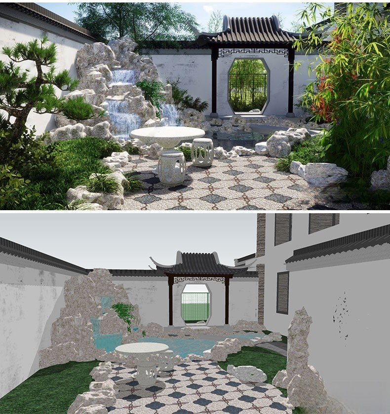 图片[21]-新中式日式欧式别墅室外庭院露台屋顶花园空中会所景观SU模型素材-刷子库