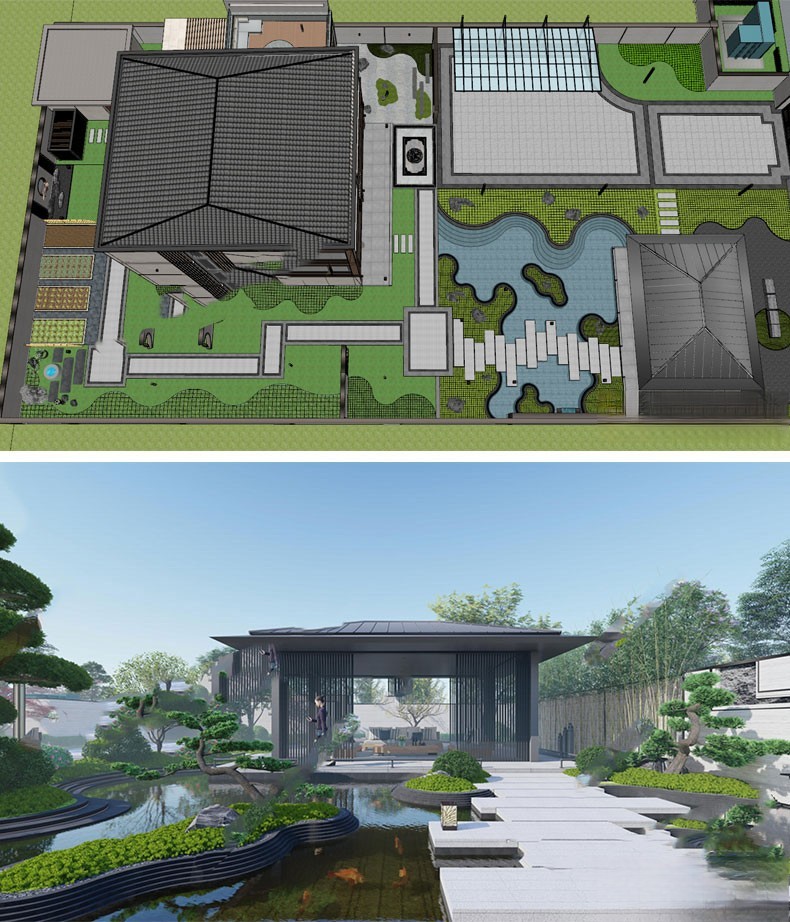 图片[25]-新中式日式欧式别墅室外庭院露台屋顶花园空中会所景观SU模型素材-刷子库