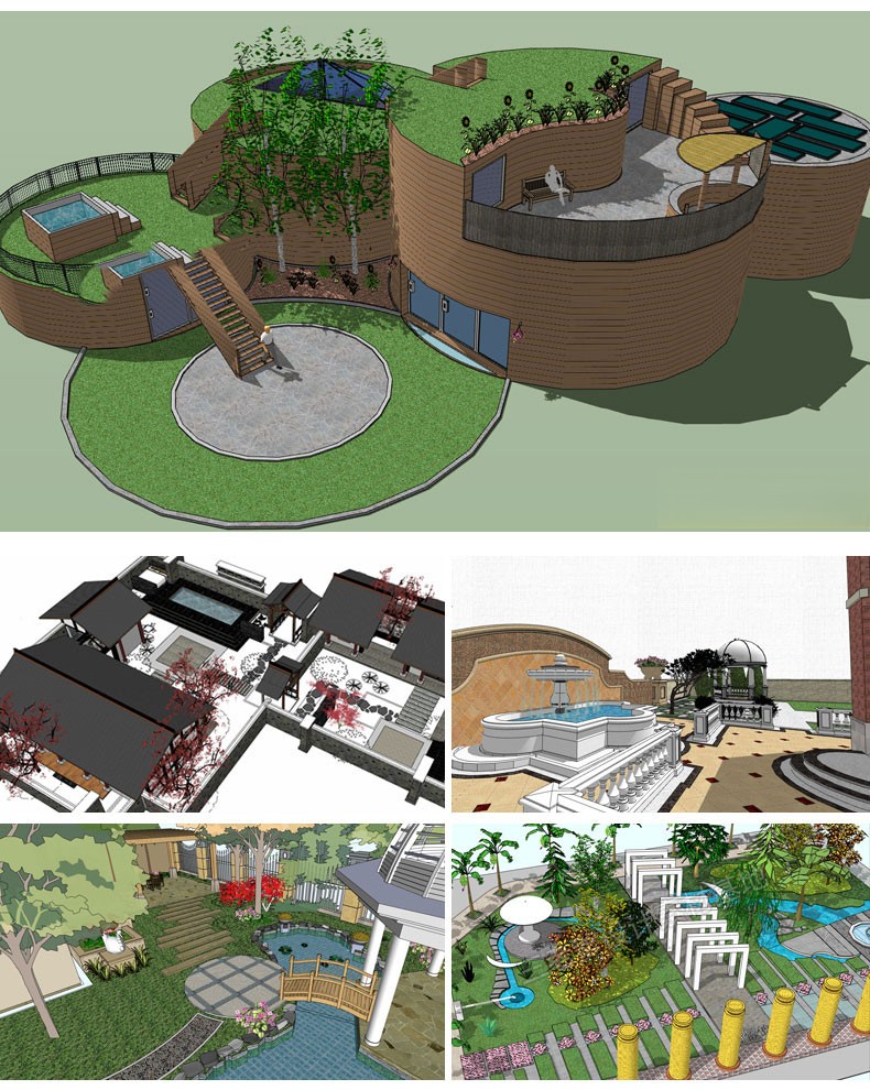 图片[52]-新中式日式欧式别墅室外庭院露台屋顶花园空中会所景观SU模型素材-刷子库