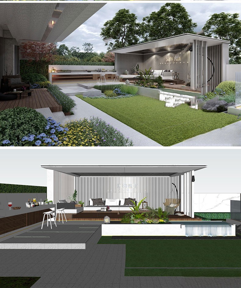 图片[55]-新中式日式欧式别墅室外庭院露台屋顶花园空中会所景观SU模型素材-刷子库