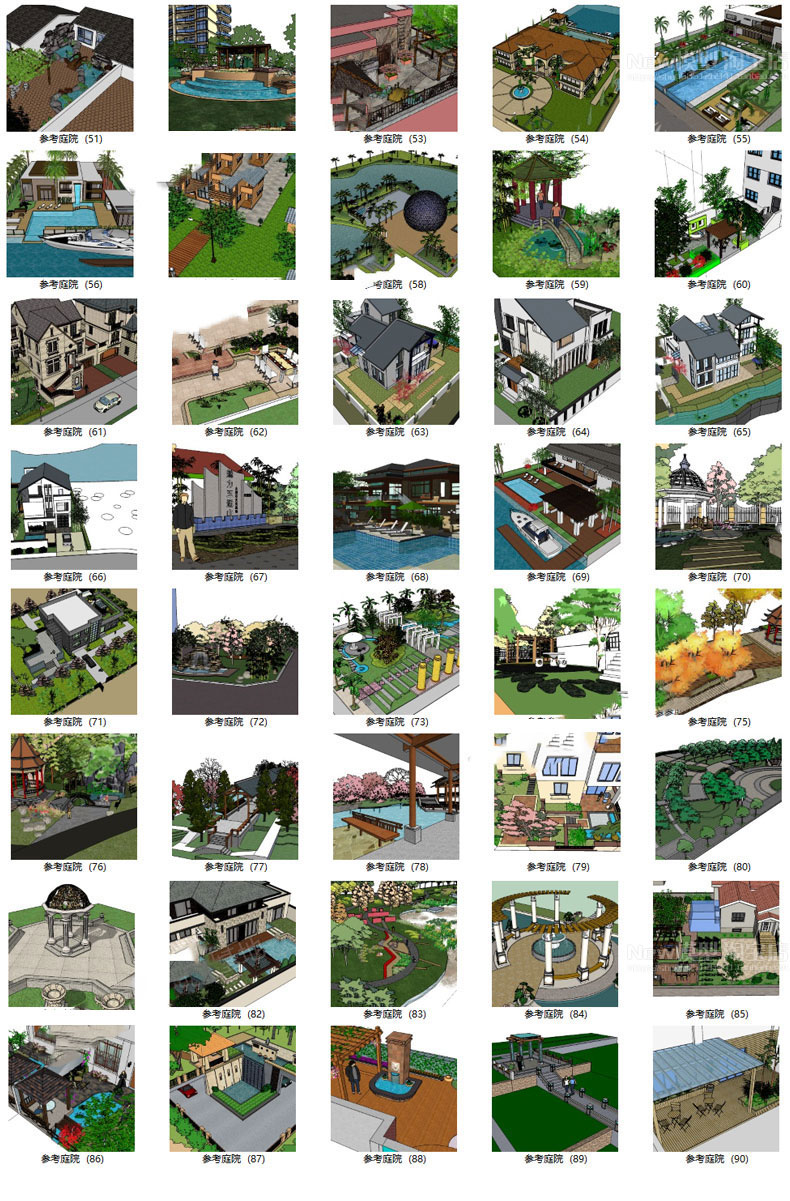 图片[57]-新中式日式欧式别墅室外庭院露台屋顶花园空中会所景观SU模型素材-刷子库