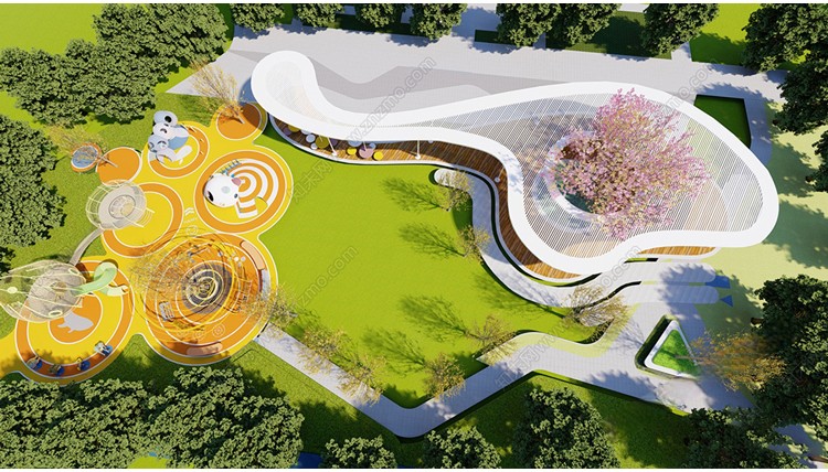 图片[5]-儿童乐园游乐场活动区户外拓展训练场地设施滑滑梯草图大师SU模型-刷子库