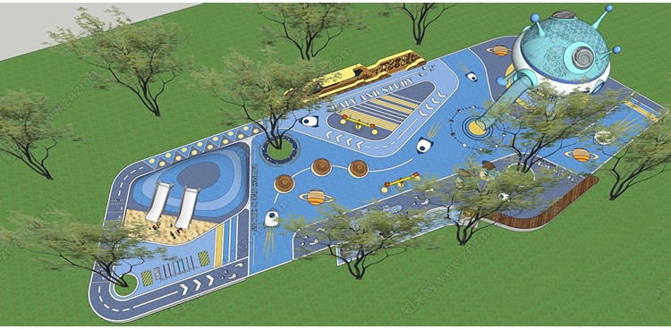 图片[8]-儿童乐园游乐场活动区户外拓展训练场地设施滑滑梯草图大师SU模型-刷子库