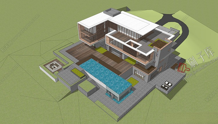 图片[10]-独栋别墅建筑SU模型CAD施工图配套度假村外观民宿自建房草图大师-刷子库