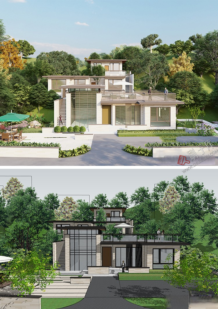 图片[21]-独栋别墅建筑SU模型CAD施工图配套度假村外观民宿自建房草图大师-刷子库