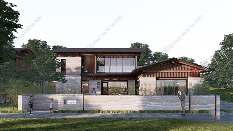 图片[9]-草图大师民宿度假村酒店中式现代别墅客栈旅游创意外观建筑SU模型-刷子库